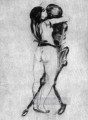 La niña y la muerte de Edvard Munch Blanco y negro